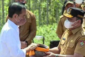 Wagub Kalteng Serahkan Tanah dan Air Kepada Presiden Jokowi