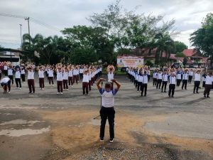 Wujudkan SDM Unggul, Personel Polres Tanah Laut Laksanakan Senam Pagi Bersama