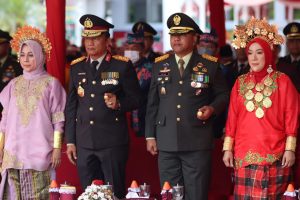 Danrem 102/Panju Panjung Beserta Ketua Persit KCK Koorcab Rem Hadiri Upacara HUT RI ke-77