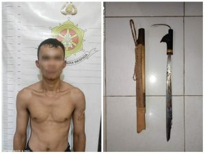 Unit Reskrim Polsek Angsana Amankan Pria Kedapatan Bawa Mandau