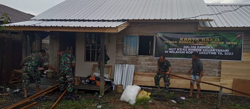 Sambut HUT ke-62 Korem 101/Antasari, Kodim Tanah Bumbu Rehab 15 Rumah Warga Tak Layak Huni