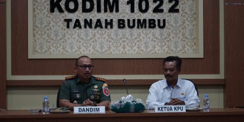 Jelang Masa Kampanye Pemilu  2024 KPU Tanbu Kunjungi Kodim 1022/TNB