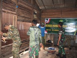 TNI Dibantu Komcad Bongkar Rumah Warga Simpang Empat
