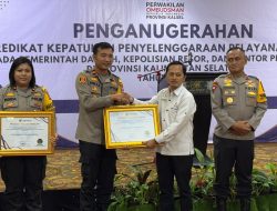 Polres Kotabaru Raih Penghargaan Kepatuhan Pelayanan Publik 2024