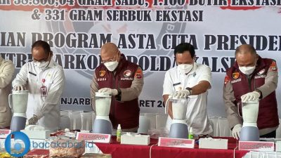 Polda Kalsel Blender 38 Kg Sabu dan Ribuan Butir Ekstasi