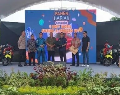 Hairul Rizal sampaikan apresiasi kepada BRI Pelaihari atas dukungan terhadap pelaku UMKM saat acara Panen Hadiah Simpedes 2025 di RTH Hasan Basri.