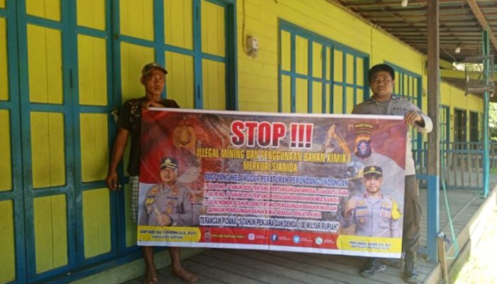 Polsek Kapuas Hulu Sosialisasi Cegah Tambang Liar di Desa Sei Hanyo