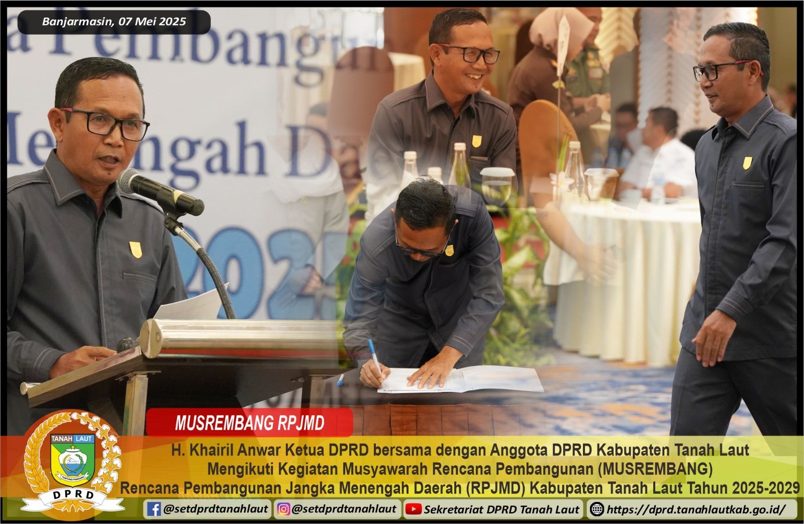 Ketua DPRD Tanah Laut H. Khairil Anwar bersama anggota DPRD mengikuti Musrenbang RPJMD Kabupaten Tanah Laut Tahun 2025–2029, Rabu (7/5/2025).