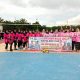 Tim Bhayangkari Polsek PL Barat dan PKK Desa Sepagar foto bersama sebelum pertandingan Turnamen Voli Kapolsek Cup 2025.