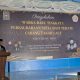 Ketua PSHT Cabang Tanah Laut Agib Eko Prasetyo bersama jajaran saat mengukuhkan 113 calon warga di Gedung Karya Bhakti, Desa Kebun Raya, Kecamatan Kintap.