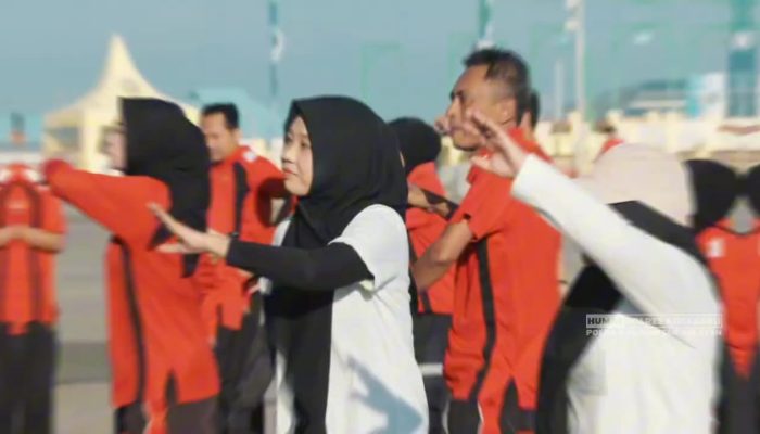 Olahraga Bersama Pererat Sinergi Polres, Dishub, Satpol PP dan Damkar Kotabaru