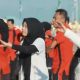 Kabagops Polres Kotabaru, Kadishub, dan Kepala Satpol PP Damkar bersama anggota mengikuti senam bersama di Taman Siring Laut, Jumat (18/7/2025).