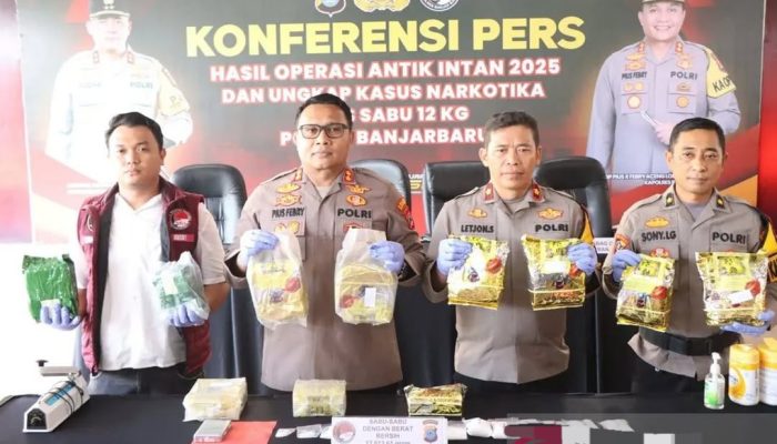 Polres Banjarbaru Gagalkan Peredaran 12 Kg Sabu Jaringan Fredy Pratama