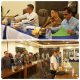 Sekda Kotabaru Eka Saprudin memimpin rapat koordinasi persiapan PORPROV XII Kalsel bersama Kepala Disparpora Sony Tua Halomoan dan jajaran panitia di Aula Bamega, Kamis (7/8/2025).