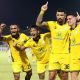 Jaime Moreno bersama rekan-rekan Barito Putera merayakan selebrasi penuh euforia usai mencetak hattrick dan mengantarkan tim menang 5-0 atas Persipal.