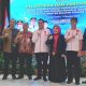 Asisten III Dinansyah, bersama Sekjen DPP PAPPRI Dwiki Dharmawan, Wakil Ketua Umum Ayu Soraya, dan Ketua DPD PAPPRI Kalsel Dino Sirajudin, usai pelantikan pengurus DPD PAPPRI Kalimantan Selatan masa bakti 2025–2030 di Mahligai Pancasila Banjarmasin.