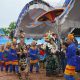 Peserta Karang Taruna Balangan tampil dalam karnaval pembukaan KKBWKT ke-36 di Lapangan Gubernur Soebarjo Banjarmasin.