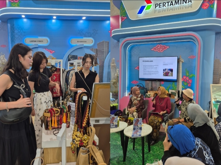 Suasana pelaku UMKM binaan Pertamina saat memamerkan produk unggulan pada ajang Inacraft 2025 di Jakarta Convention Center (JCC). (Foto: Dok. Pertamina)