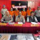 empat tersangka pengeroyokan ditampilkan polisi dalam konferensi pers Polresta Yogyakarta
