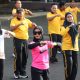 Personel Polres Tanah Laut dan BRI melaksanakan senam bersama di halaman apel.