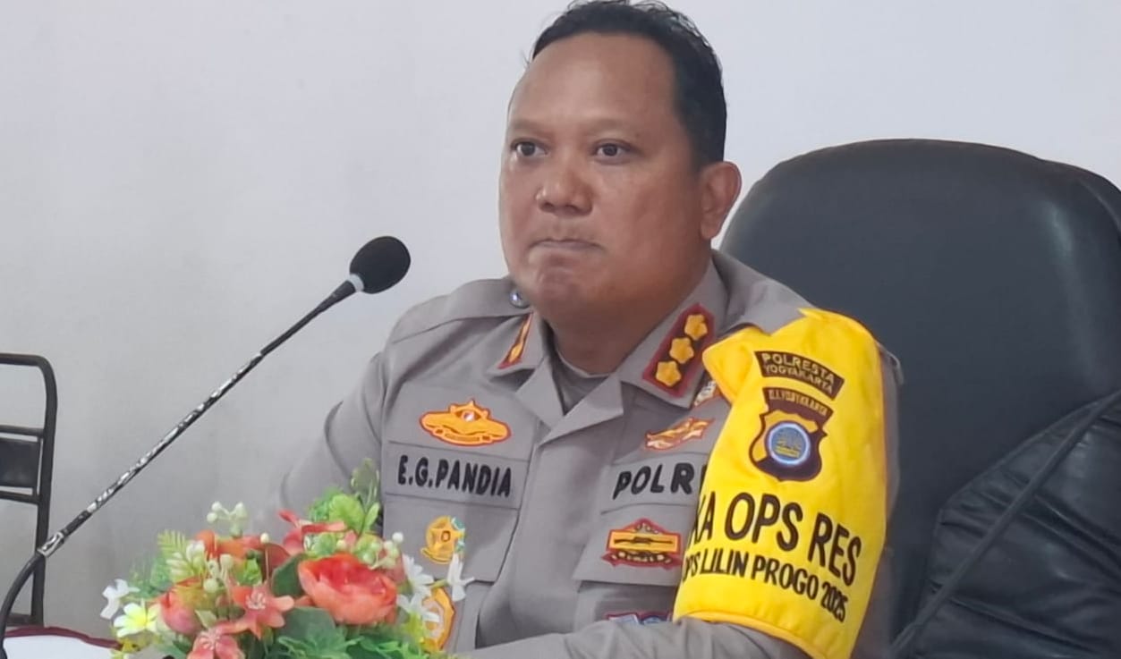 Kapolresta Yogyakarta Kombes Pol Eva Guna Pandia saat rilis akhir tahun kinerja Polresta Yogyakarta 2025