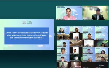 Suasana forum virtual HWPL dan IPYG tentang kepemimpinan etis lintas agama.