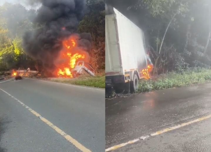 Dua kendaraan hangus terbakar akibat kecelakaan maut di Tikungan Bungkukan Kotabaru