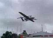 Drone Avia Hybrid TNI AU melakukan pemetaan udara di lokasi longsor Desa Pasirlangu, Kecamatan Cisarua, Kabupaten Bandung Barat.