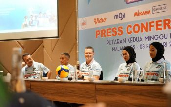 Suasana konferensi pers Jakarta Pertamina Enduro jelang Proliga 2026 di Malang