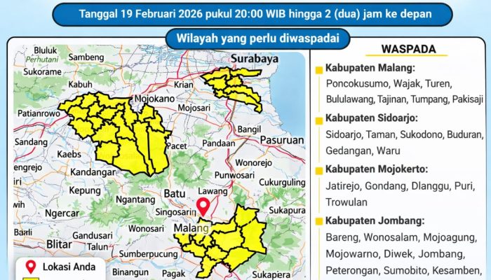 BMKG Keluarkan Peringatan Dini! Hujan Lebat dan Angin Kencang Ancam Malang Raya Malam Ini
