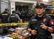 Ilustrasi penggeledahan polisi terkait dugaan pencucian uang tambang emas ilegal di Surabaya dan Nganjuk oleh Bareskrim Polri.