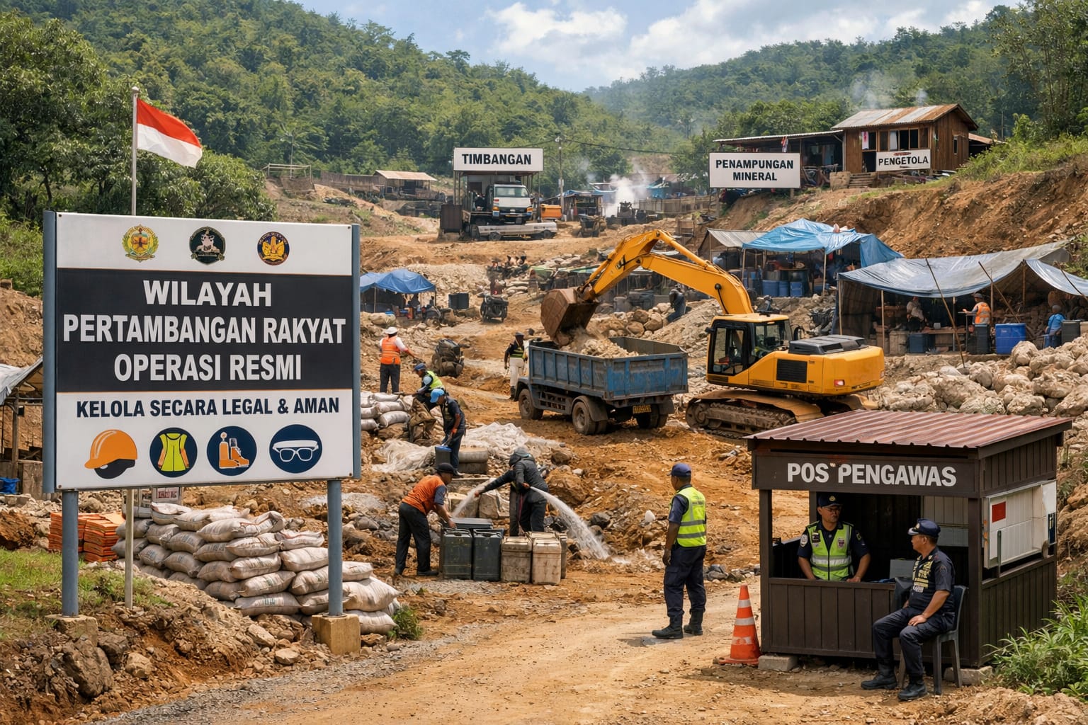 Ilustrasi aktivitas tambang rakyat di Kalimantan Tengah terkait polemik WPR dan PETI.