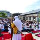 Suasana Salat Idul Fitri warga binaan di Lapas Batulicin yang berlangsung khidmat di area lapangan lapas
