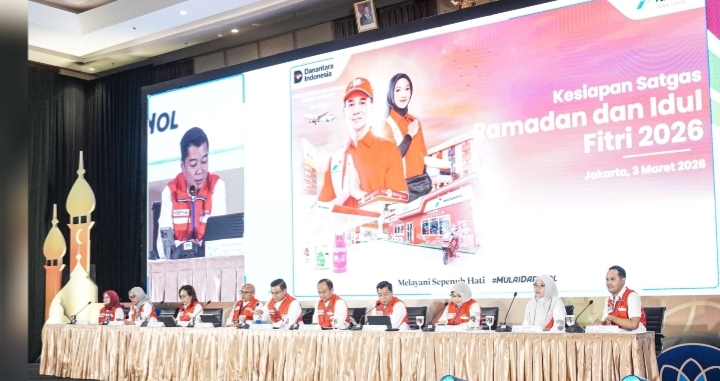 Konferensi pers Pertamina Patra Niaga terkait kesiapan Satgas Ramadan dan Idulfitri 2026 untuk memastikan pasokan energi dan layanan mudik Lebaran.