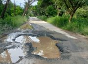 Jalan rusak berlubang dan tergenang air di ruas Sungai Pinang–Pelaihari, Tanah Laut, yang dikeluhkan masyarakat.