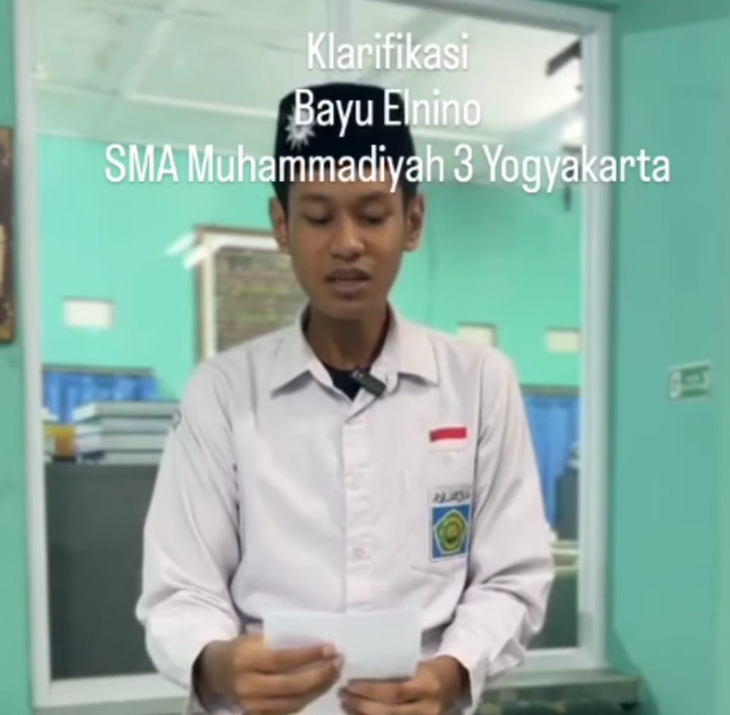 bayu elnino siswa sma muhammadiyah 3 yogyakarta menyampaikan klarifikasi dan permintaan maaf terkait isu mbg