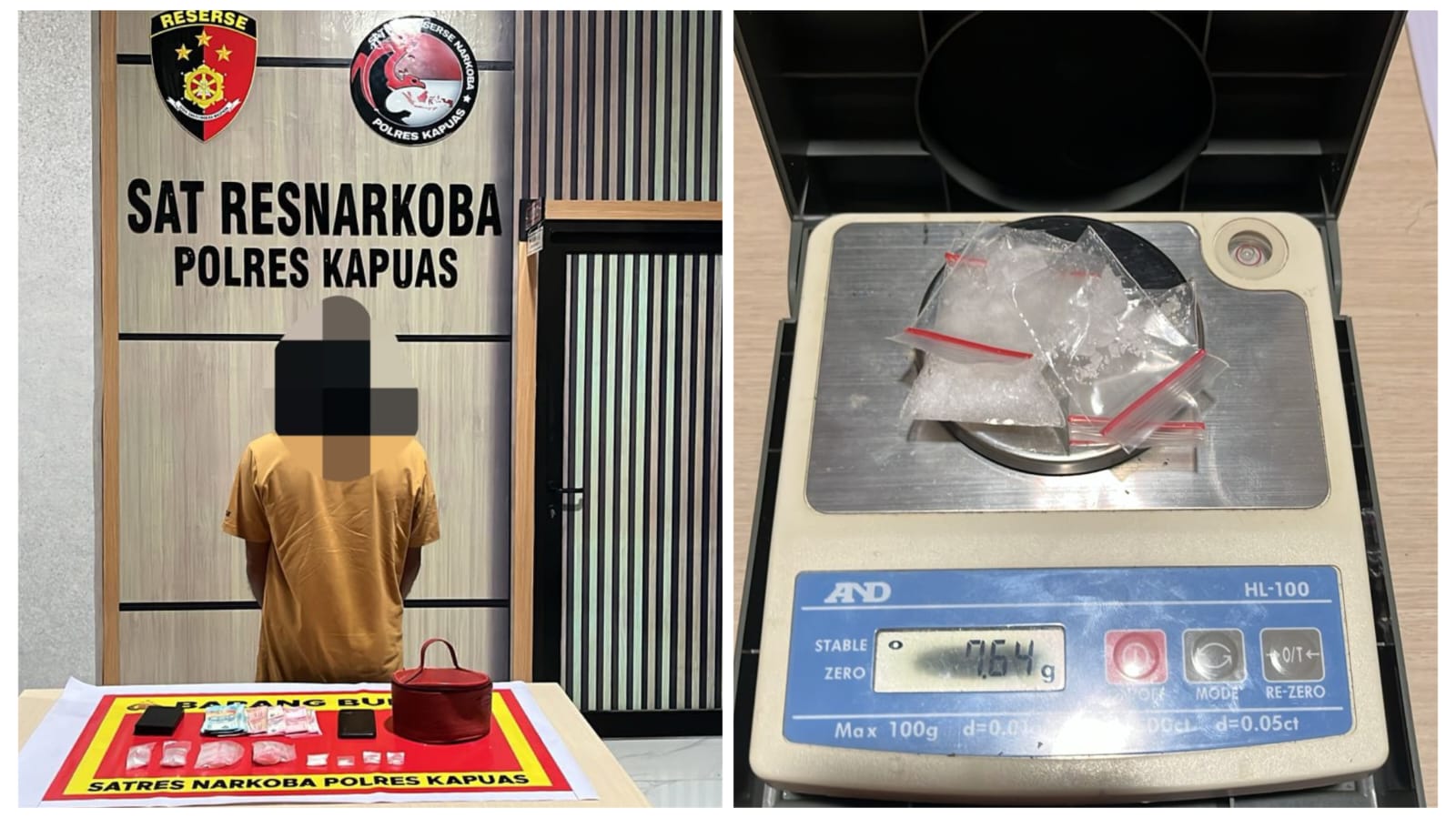 Ket Foto: Pria berinisial B (37) saat diamankan Satresnarkoba Polres Kapuas dalam kasus dugaan peredaran narkotika jenis sabu, pada Selasa (7/4/2026). (Foto IST)