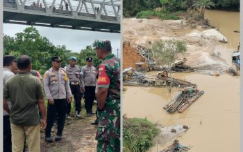 Ket Foto: Kapolsek Kapuas Hulu, IPDA Zaenal Abidin, SH, ME bersama aparat gabungan saat kawasan yang diduga menjadi lokasi aktivitas tambang emas ilegal, Rabu (15/4/2026).