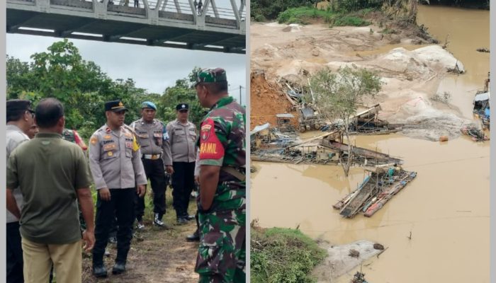 PETI di Bawah Jembatan Sei Hanyo Ditertibkan, Aparat Gabungan Kapuas Hulu Pasang Police Line