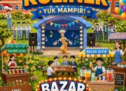 Poster bazar kewirausahaan SMKN 1 Satui Tanah Bumbu 24 April 2026 dengan berbagai kuliner dan kegiatan siswa