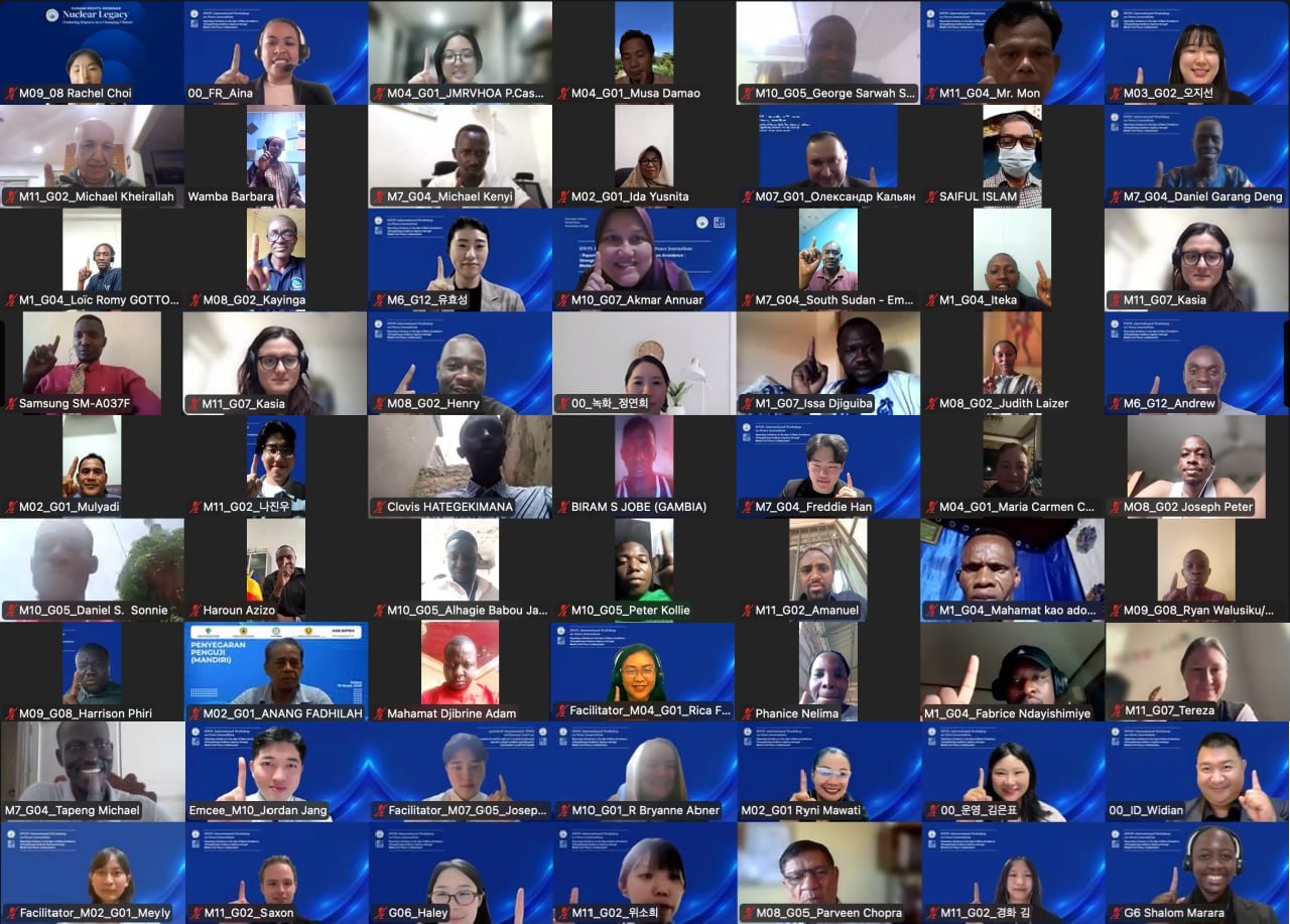 Tampilan layar peserta workshop internasional jurnalisme perdamaian HWPL yang diikuti jurnalis dari berbagai negara secara daring