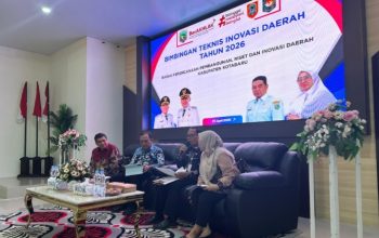 Kegiatan bimtek inovasi daerah 2026 dan peluncuran aplikasi INOTEKDA oleh Bapperida Kotabaru di aula Manuntung