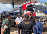 Tim Satgas BBM Kalsel memantau penyaluran biosolar subsidi di SPBU bersama TNI dan instansi terkait usai demo sopir truk.