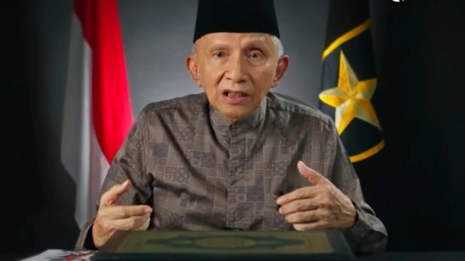 Potret Amien Rais saat menghadiri kegiatan politik di tengah polemik pernyataannya yang dikritik kubu Partai Ummat.