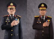 Foto Brigjen Pol Golkar Pangarso dan Brigjen Pol Noviar dalam mutasi jabatan Wakapolda Kalimantan Selatan.