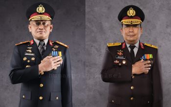 Foto Brigjen Pol Golkar Pangarso dan Brigjen Pol Noviar dalam mutasi jabatan Wakapolda Kalimantan Selatan.