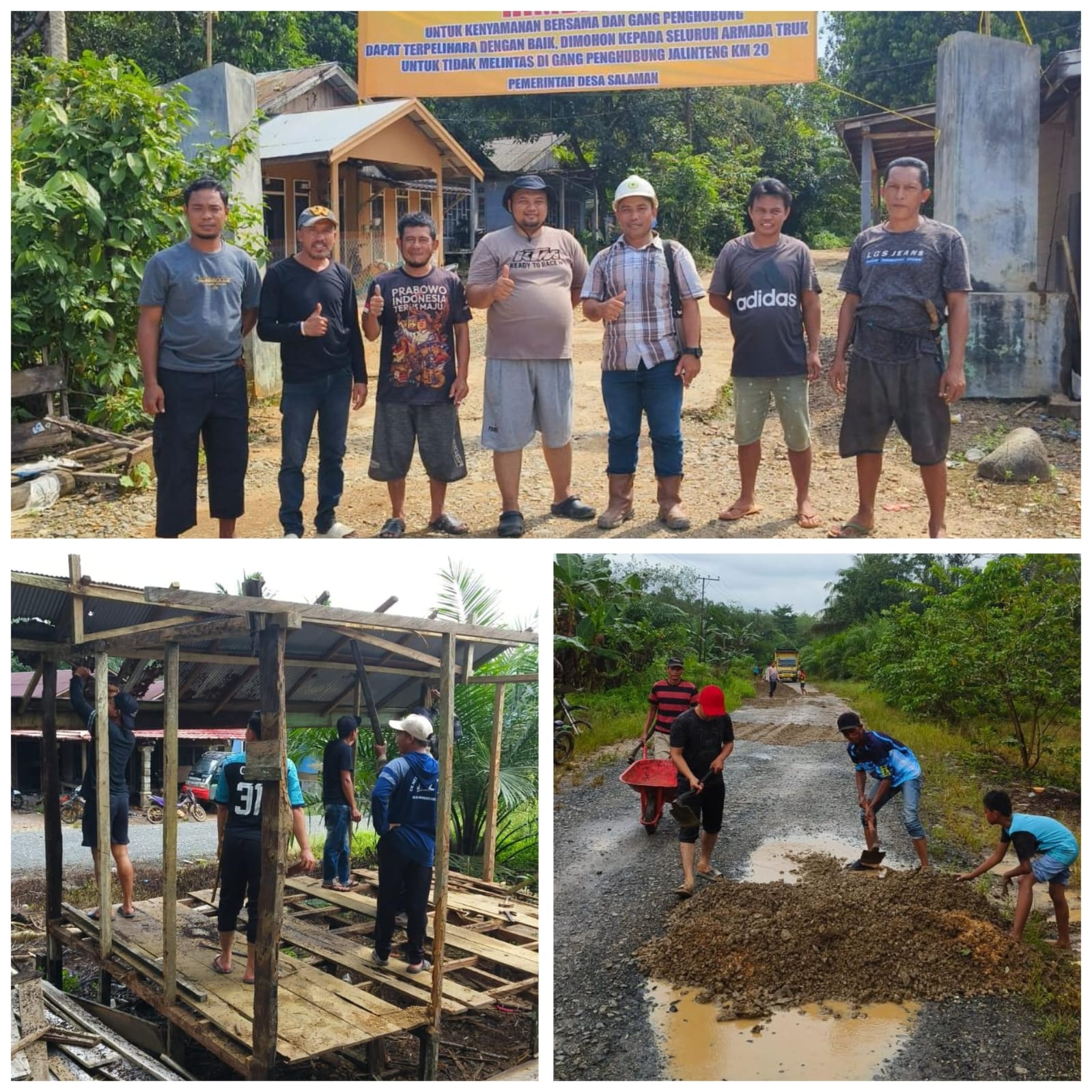 Warga Desa Salaman di Kecamatan Kintap bergotong royong memperbaiki jalan dan fasilitas desa untuk membuka akses wilayah yang sebelumnya terisolasi.