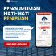 Poster peringatan RSUD Hadji Boejasin tentang dugaan penipuan yang mencatut nama Direktur RSUD melalui nomor WhatsApp palsu.