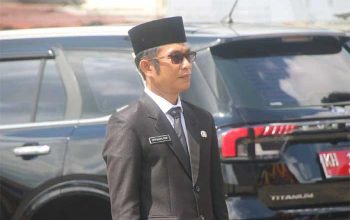 Potret Efri Gusyl Pani, Sekretaris DPRD Kabupaten Pulang Pisau yang baru dilantik, mengenakan pakaian dinas resmi.