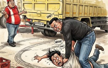 Ilustrasi dugaan aksi premanisme dan pungli terhadap sopir truk di area SPBU saat antre BBM subsidi di Banjarmasin.
